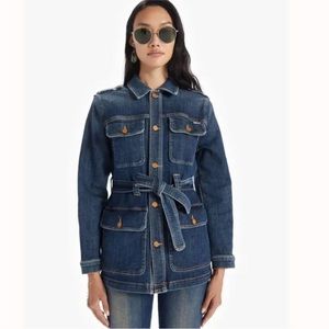 MOTHER The Belted Veteran Wicked Wildflower Jean Jacket size Small